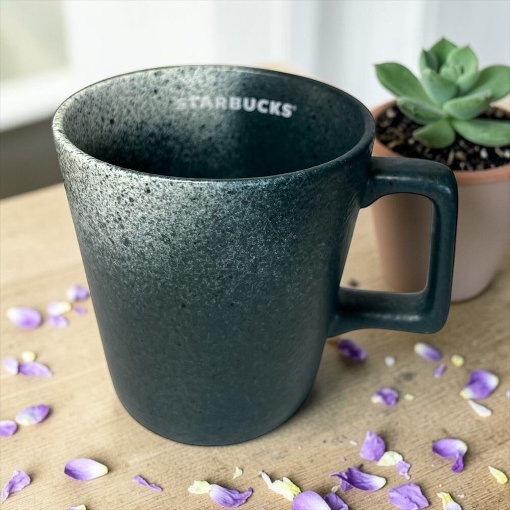 Starbucks 2021 Green Speckled Ombré Mug 14oz Ceramic Coffee Cup EUC